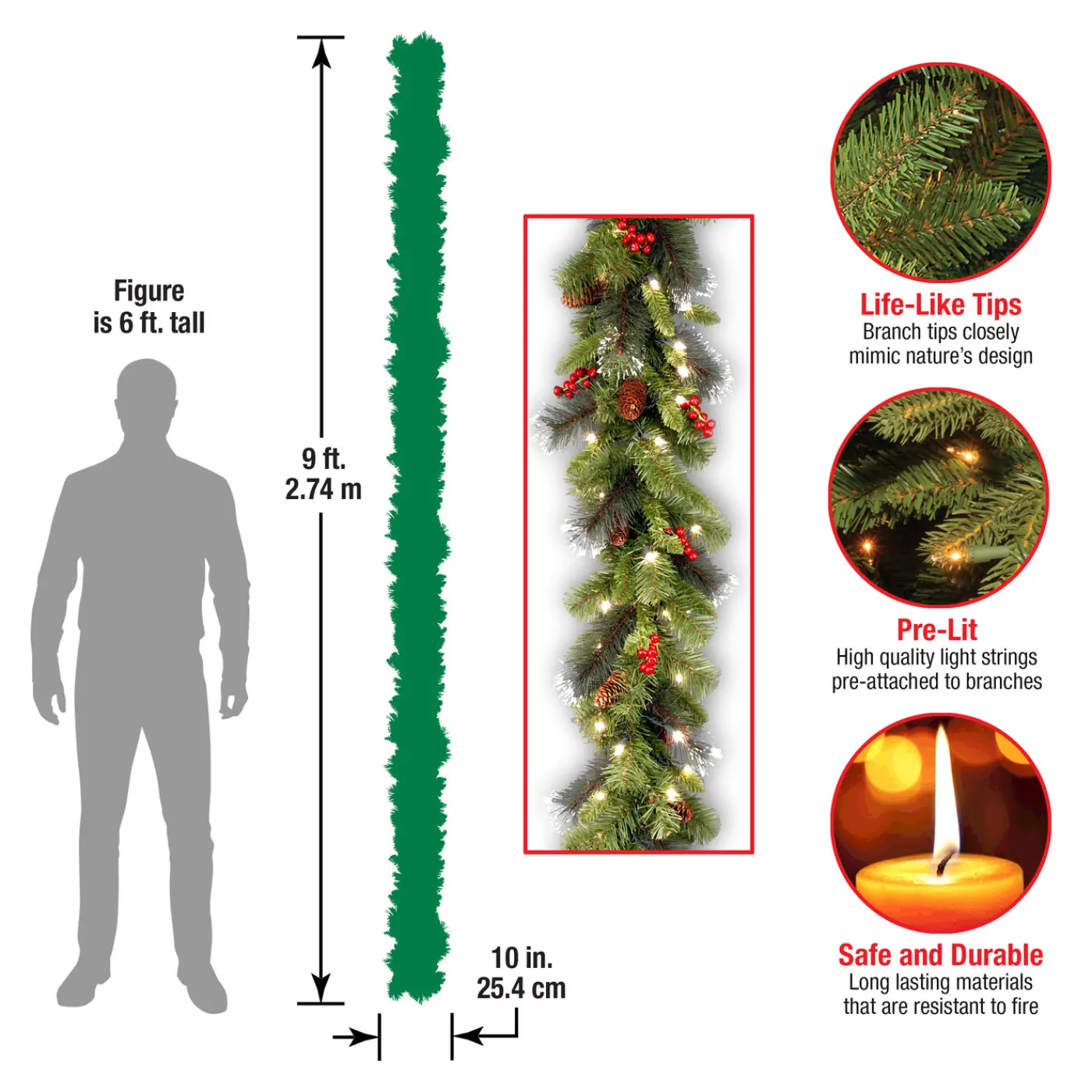 National Tree Company 9 ft. Pre-Lit Crestwood Spruce Garland with LED Lights