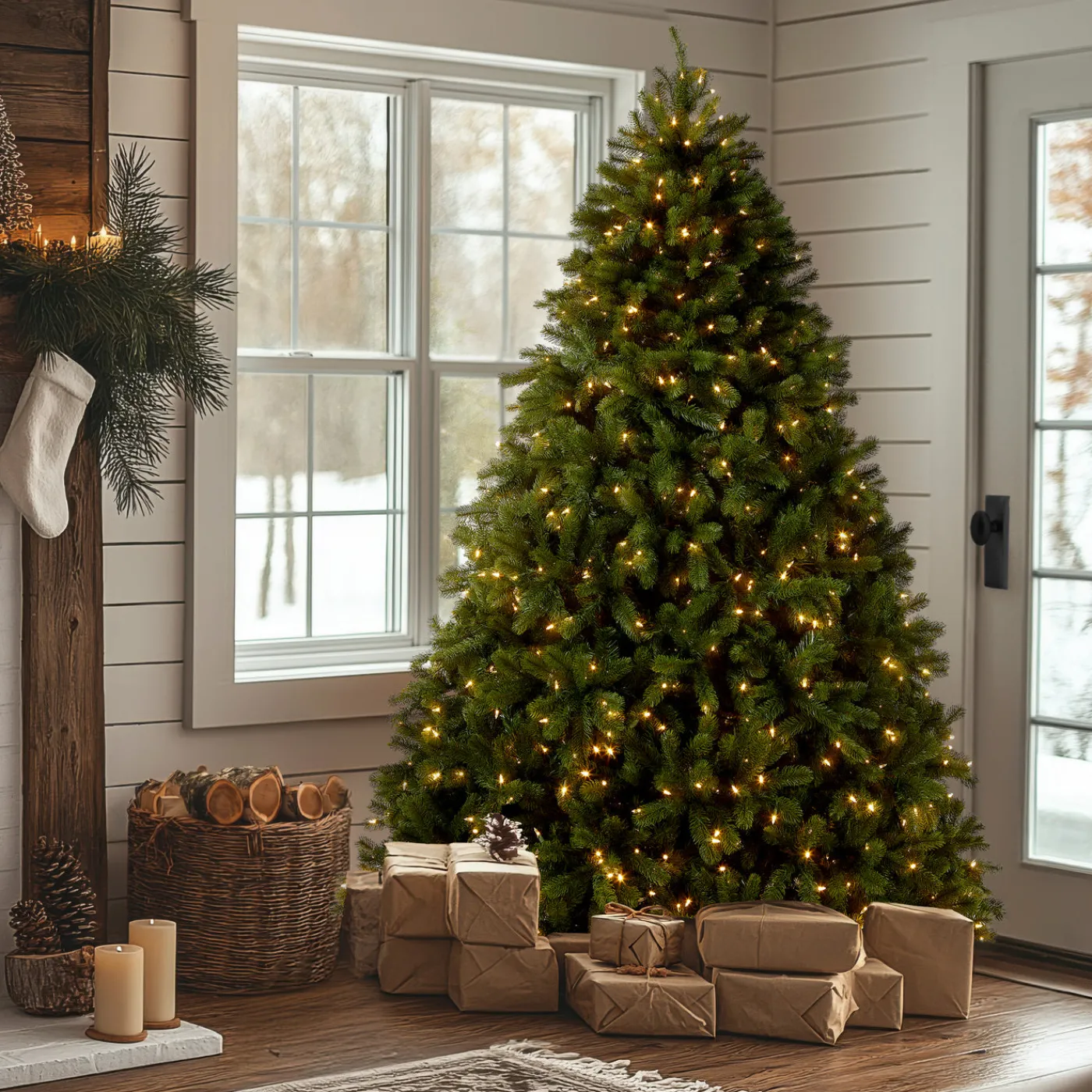 National Tree Company 7.5 ft. Pre-Lit Deluxe Downswept Douglas Fir Tree with PowerConnect Dual Color LED Lights