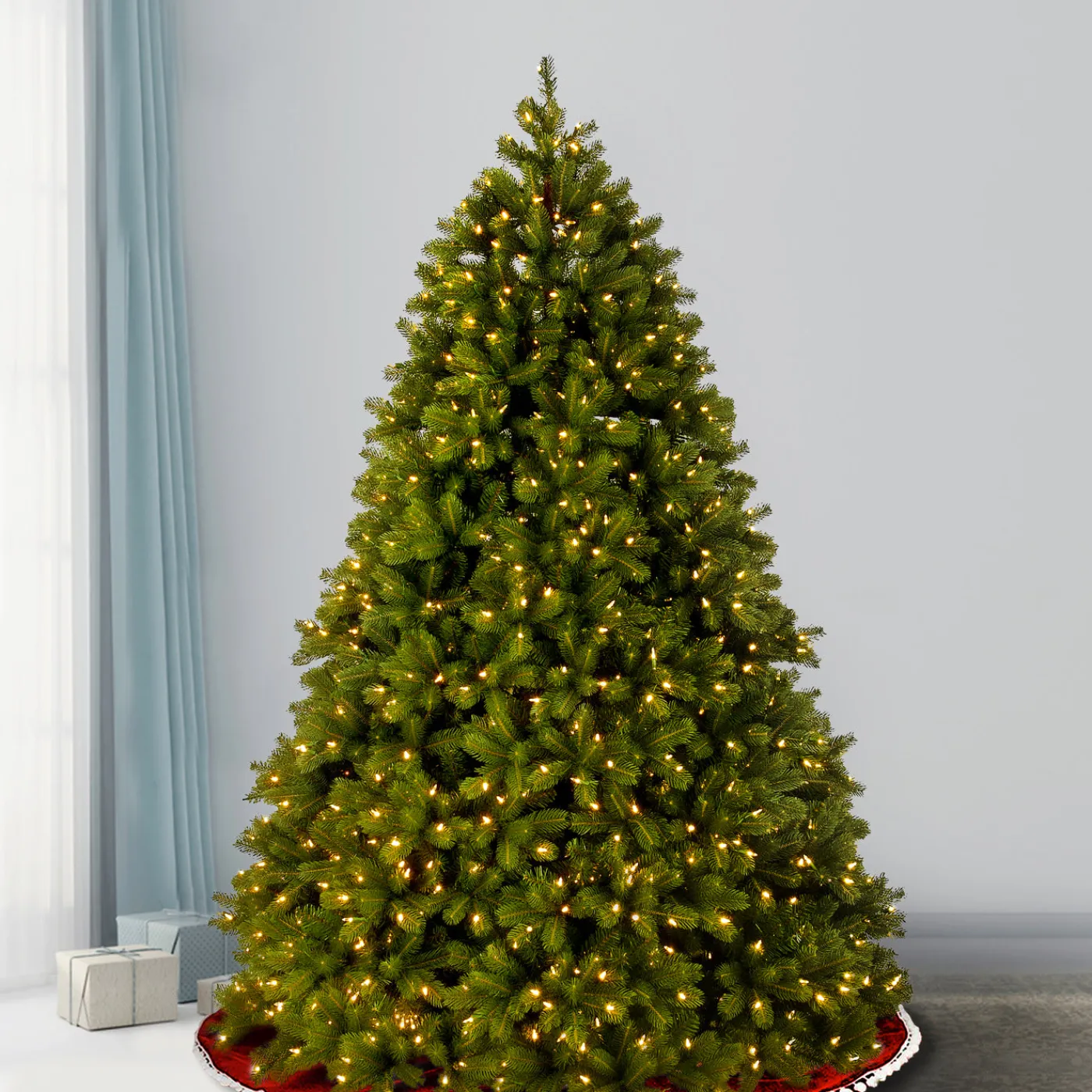 National Tree Company 7.5 ft. Pre-Lit Deluxe Downswept Douglas Fir Tree with PowerConnect Dual Color LED Lights