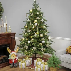 National Tree Company 10 ft. Pre-Lit Douglas Fir Hinged Tree with Warm White LED Lights