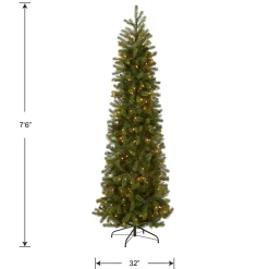 National Tree Company 7.5 ft. Pre-Lit Downswept Douglas Fir Pencil Slim Tree with Clear Lights