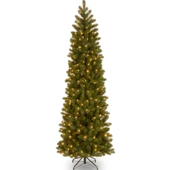 National Tree Company 6.5 ft. Pre-Lit Downswept Douglas Fir Pencil Slim Tree with Clear Lights