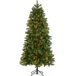 National Tree Company 6.5 ft. Pre-Lit Downswept Douglas Fir Slim Tree with Clear Lights