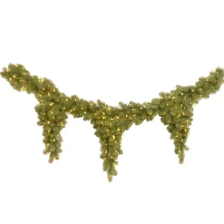 National Tree Company 6 ft. Pre-Lit Downswept Douglas Fir Teardrop Garland with White Lights