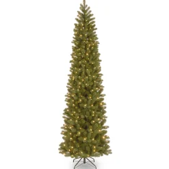 National Tree Company 9 ft. Pre-Lit Downswept Douglas Fir Pencil Slim Tree with Clear Lights