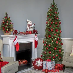 National Tree Company 9 ft. Pre-Lit Downswept Douglas Fir Pencil Slim Tree with Clear Lights