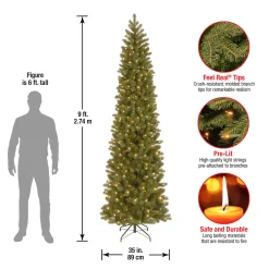 National Tree Company 9 ft. Pre-Lit Downswept Douglas Fir Pencil Slim Tree with Clear Lights
