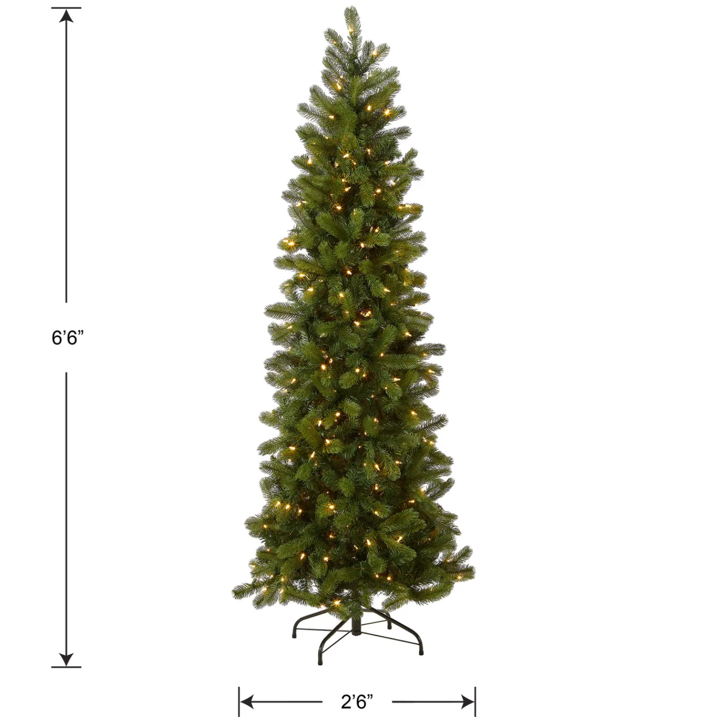 National Tree Company 6.5 ft. Pre-Lit Downswept Douglas Fir Pencil Slim Tree with Dual Color LED Lights