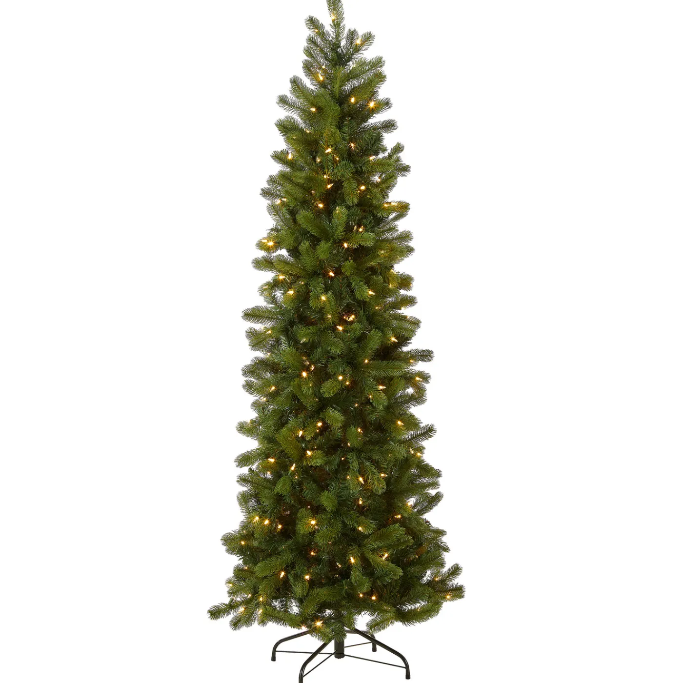 National Tree Company 6.5 ft. Pre-Lit Downswept Douglas Fir Pencil Slim Tree with Dual Color LED Lights