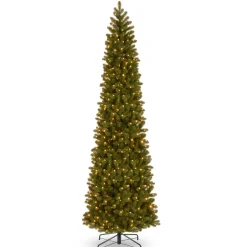 National Tree Company 12 ft. Pre-Lit Downswept Douglas Fir Pencil Slim Tree with Dual Color LED Lights