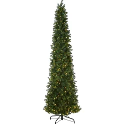 National Tree Company 12 ft. Pre-Lit Downswept Douglas Fir Pencil Slim Tree with Dual Color LED Lights