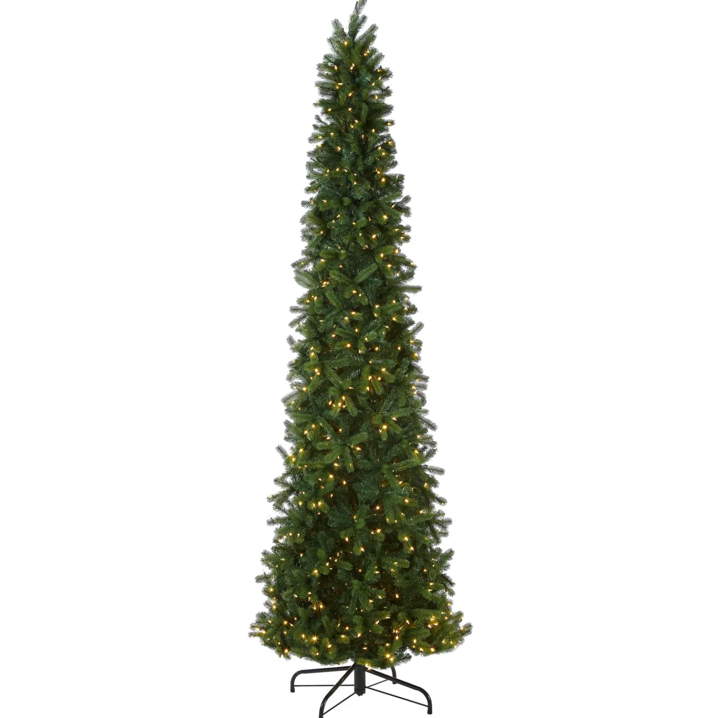 National Tree Company 12 ft. Pre-Lit Downswept Douglas Fir Pencil Slim Tree with Dual Color LED Lights