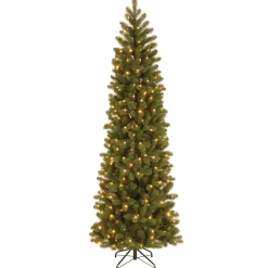 National Tree Company 7.5 ft. Pre-Lit Downswept Douglas Fir Pencil Slim Tree with Dual Color LED Lights