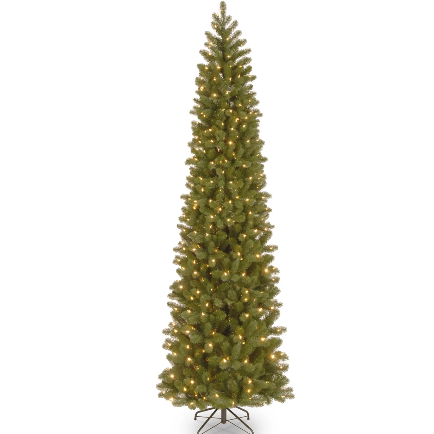 National Tree Company 9 ft. Pre-Lit Downswept Douglas Fir Pencil Slim Tree with Dual Color LED Lights