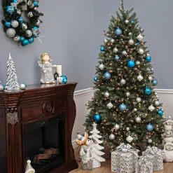 National Tree Company 7.5 ft. Pre-Lit Dunhill Fir Blue Tree with Clear Lights