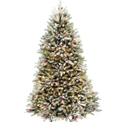 National Tree Company 7.5 ft. Pre-Lit Dunhill Fir Flocked Tree with 750 Clear Lights