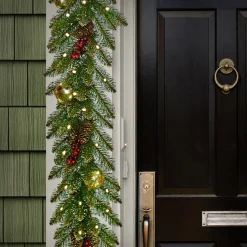 National Tree Company 9 ft. Pre-Lit Dunhill Fir Glittery Gold Garland with LED Lights