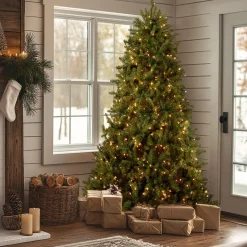 National Tree Company 7.5 ft. Pre-Lit Dunhill Fir Hinged Tree with Clear Lights