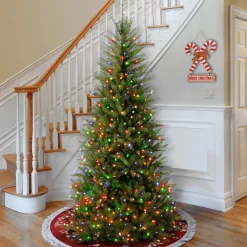 National Tree Company 7.5 ft. Pre-Lit Dunhill Fir Slim Tree with Multicolor Lights