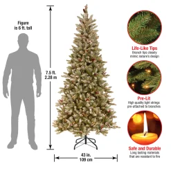 National Tree Company 7.5 ft. Pre-Lit Dunhill Fir Slim Tree with Clear Lights