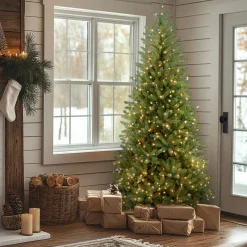 National Tree Company 7.5 ft. Pre-Lit Dunhill Fir Slim Tree with Clear Lights