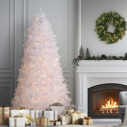 National Tree Company 7 ft. Pre-Lit Dunhill Fir White Tree with Clear Lights