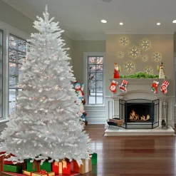National Tree Company 7 ft. Pre-Lit Dunhill Fir White Tree with Clear Lights