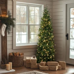 National Tree Company 6 ft. Pre-Lit Duxbury Feel Real Slim Tree with LED Lights