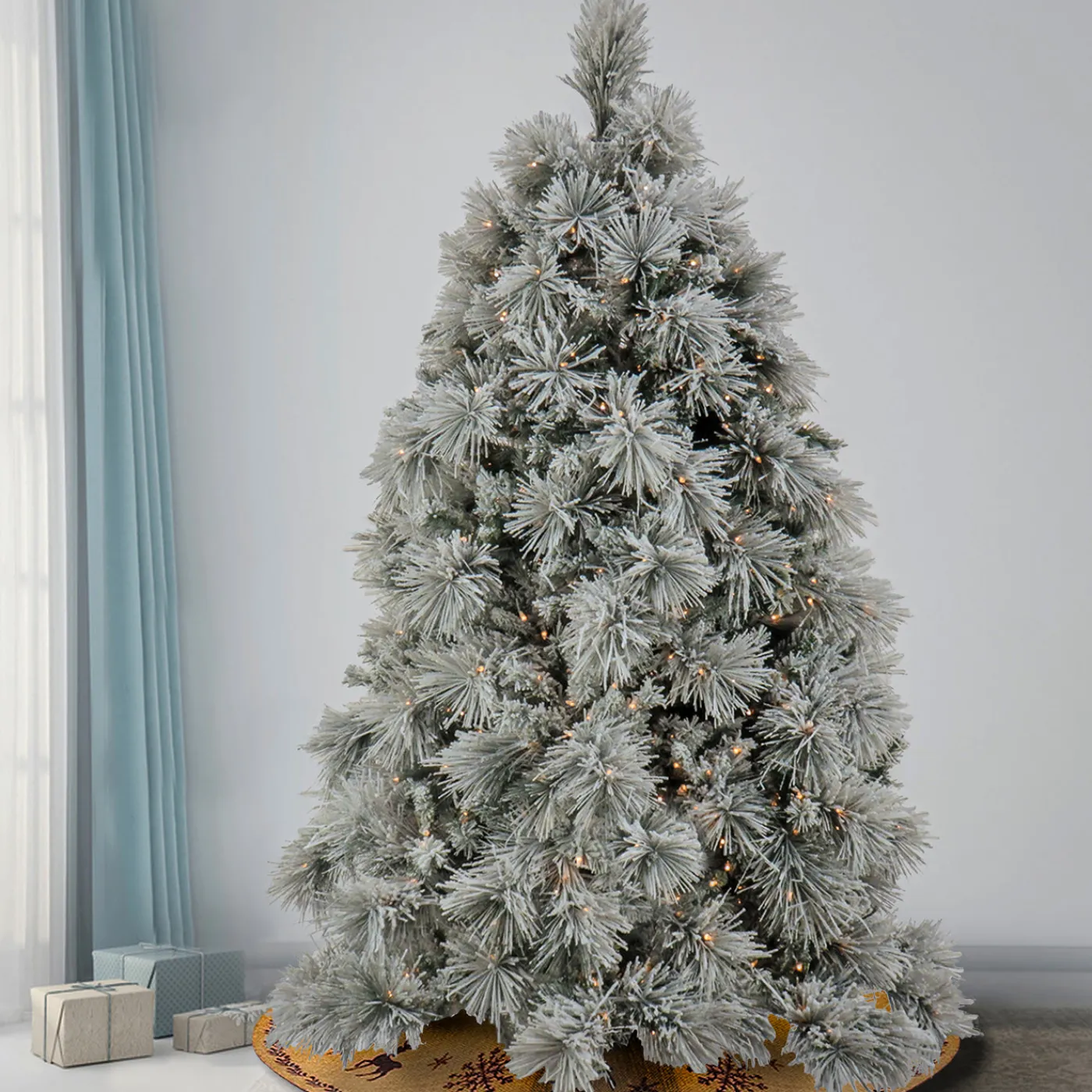 National Tree Company 7.5 ft. Pre-Lit Flocked Bavarian Pine Tree