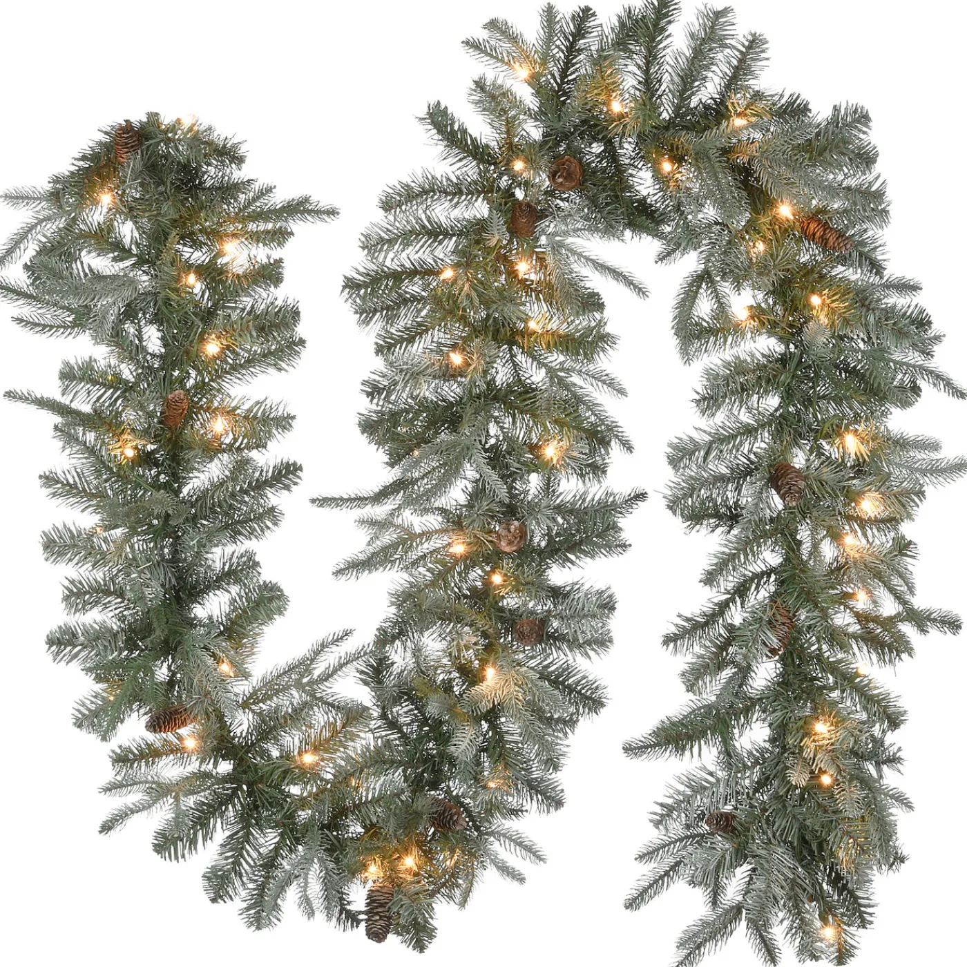 National Tree Company 9 ft. Pre-Lit Frosted Arctic Spruce Garland with Clear Lights