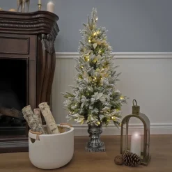 National Tree Company 4 ft. Pre-Lit Frosted Colonial Fir Tree with Warm White LED Lights