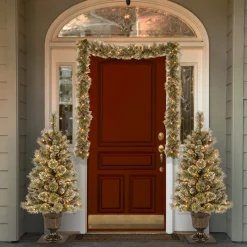 National Tree Company 9 ft. Pre-Lit Glittery Bristle Pine Garland with Clear Lights