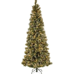 National Tree Company 7.5 ft. Pre-Lit Glittery Bristle Slim Tree with LED Lights