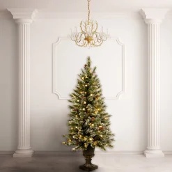 National Tree Company 4 ft. Pre-Lit Glittery Bristle Tree with Warm White LED Lights