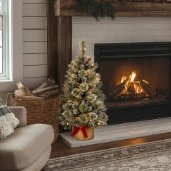 National Tree Company 3 ft. Pre-Lit Glittery Bristle Tree with LED Lights