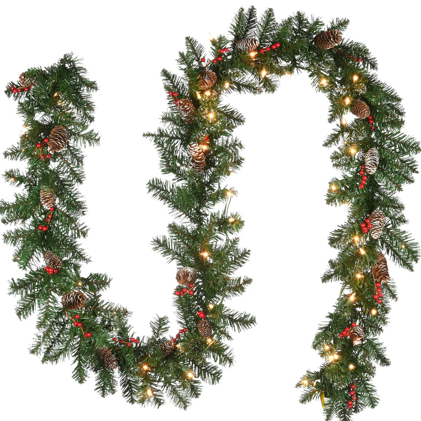 National Tree Company 9 ft. Pre-Lit Glittery Mountain Spruce Garland with Clear Lights