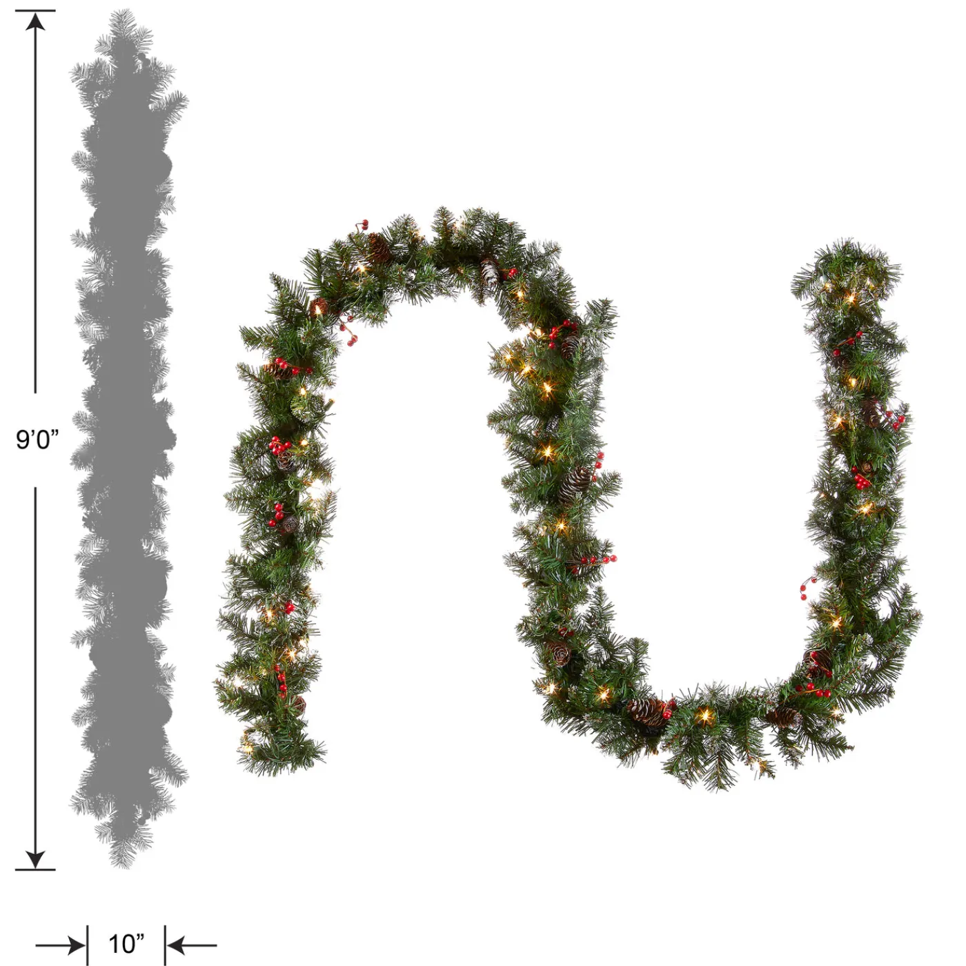 National Tree Company 9 ft. Pre-Lit Glittery Mountain Spruce Garland with Clear Lights