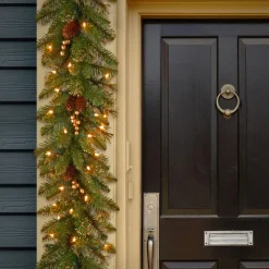 National Tree Company 9 ft. Pre-Lit Glittery Pine Gold Garland with Clear Lights