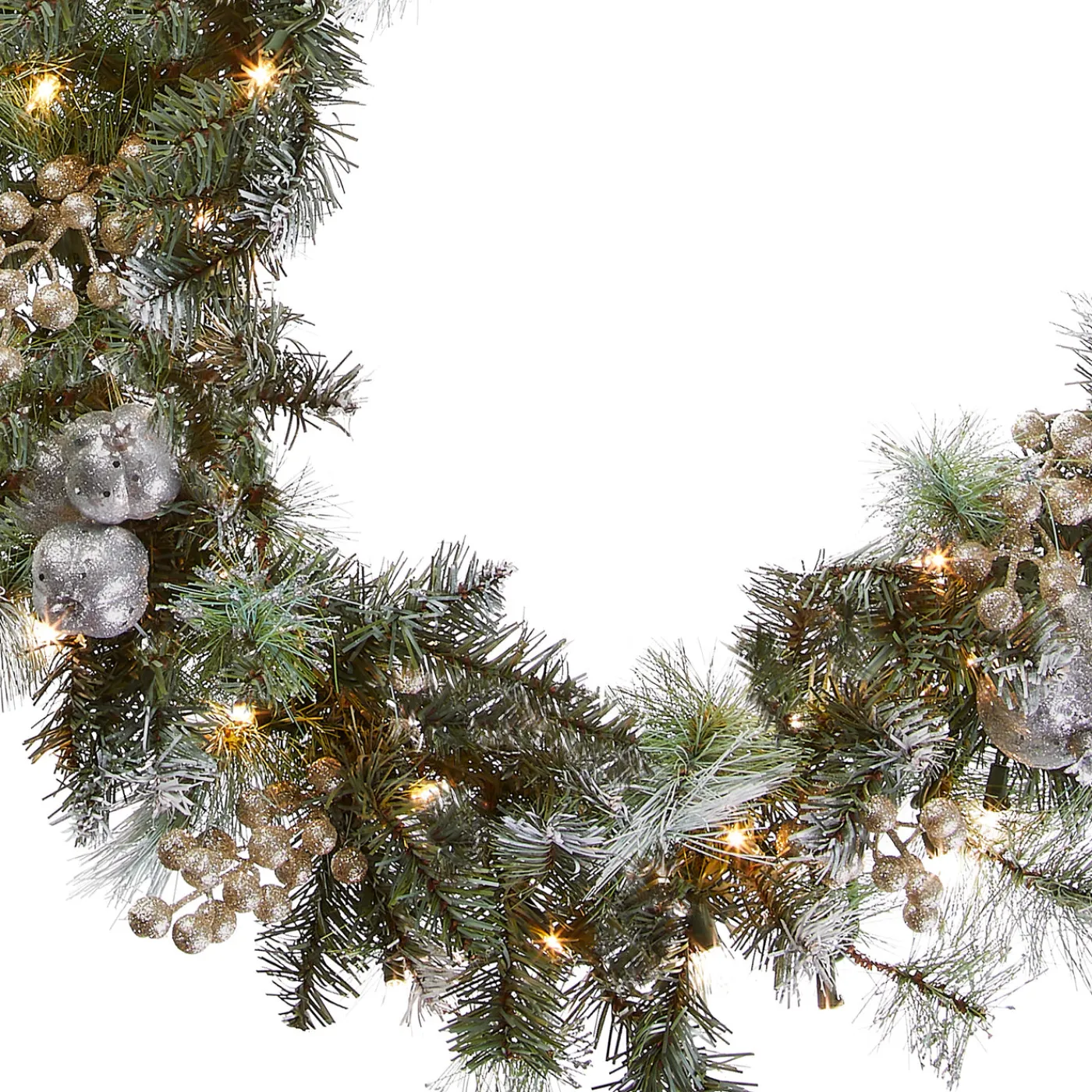 National Tree Company 9 ft. Pre-Lit Glittery Pine Pomegranate Garland with Clear Lights