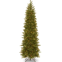 National Tree Company 6.5 ft. Pre-Lit Grande Fir Pencil Slim Tree with Clear Lights