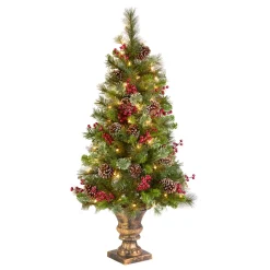 National Tree Company 4 ft. Pre-Lit Iced Berry Pine Entrance Tree with Clear Lights