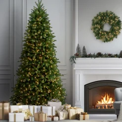 National Tree Company 9 ft. Pre-Lit Jersey Fraser Fir Slim Tree with Clear Lights