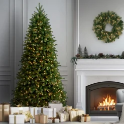 National Tree Company 7.5 ft. Pre-Lit Jersey Fraser Fir Slim Tree with Clear Lights