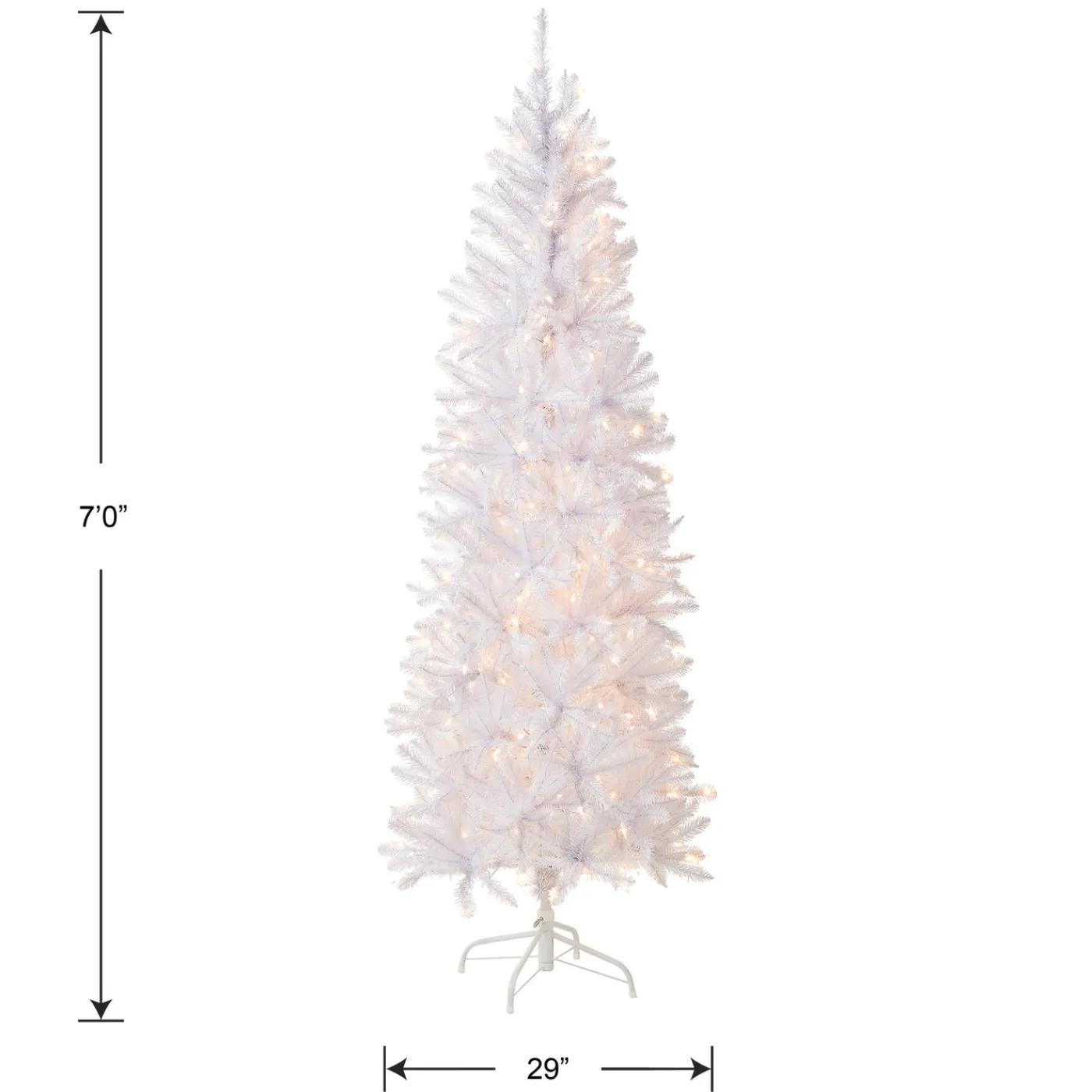 National Tree Company 7 ft. Pre-Lit Kingswood Fir White Pencil Tree with Clear Lights