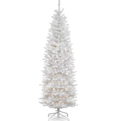 National Tree Company 7 ft. Pre-Lit Kingswood Fir White Pencil Tree with Clear Lights