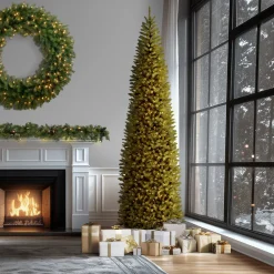 National Tree Company 14 ft. Pre-Lit Kingswood Fir Pencil Tree with Clear Lights