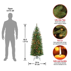 National Tree Company 4.5 ft. Pre-Lit Kingswood Fir Pencil Tree with Multicolor Lights