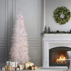 National Tree Company 6.5 ft. Pre-Lit Kingswood Fir White Pencil Tree with Clear Lights