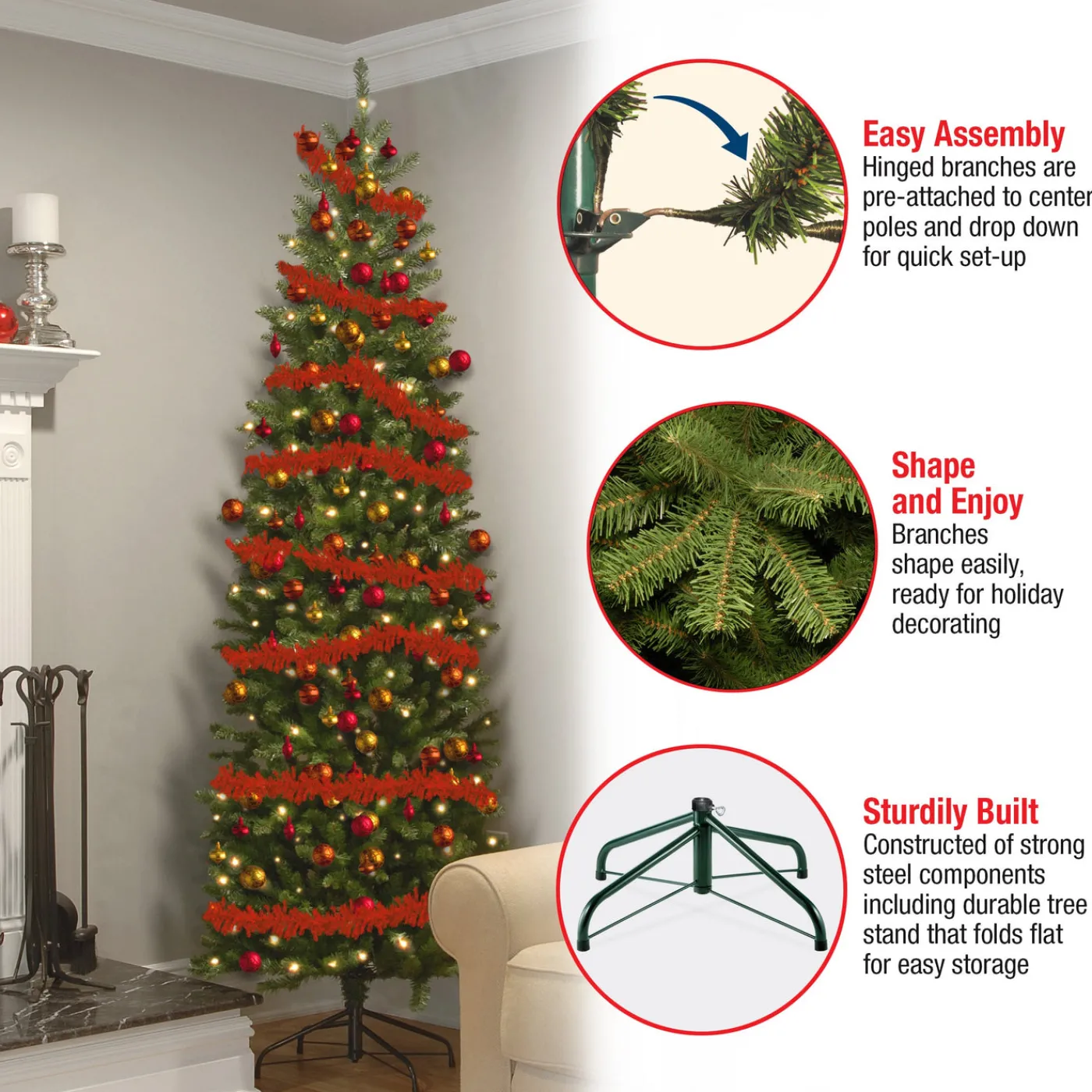 National Tree Company 7 ft. Pre-Lit Kingswood Fir Pencil Tree with Clear Lights