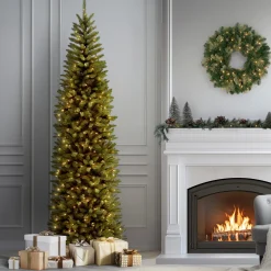 National Tree Company 9 ft. Pre-Lit Kingswood Fir Pencil Tree with Clear Lights